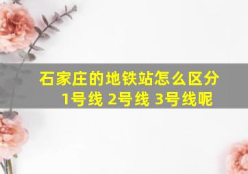 石家庄的地铁站怎么区分1号线 2号线 3号线呢